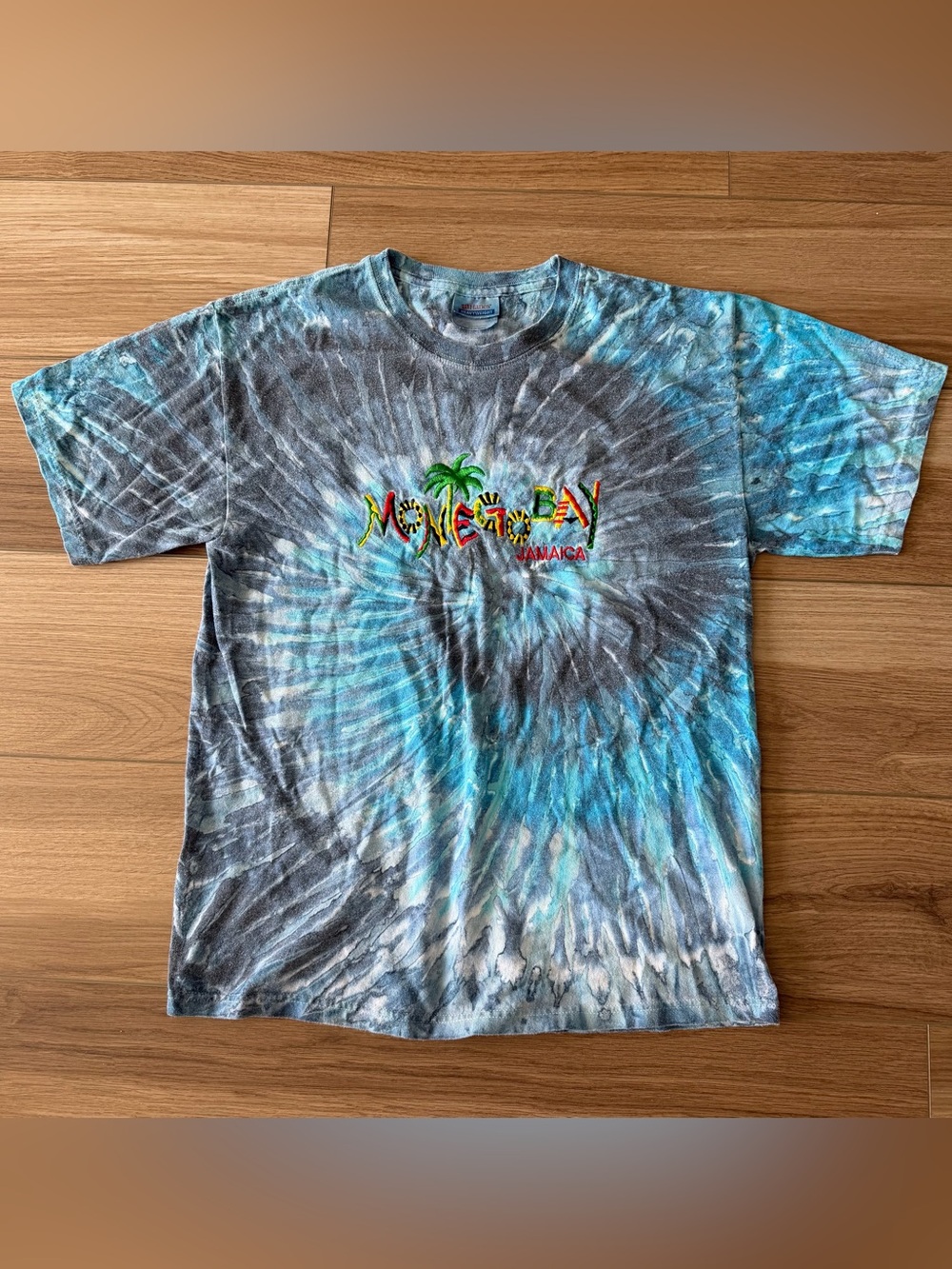 Vintage Montego Bay Jamaica Embroidered Tie Dye T Shirt